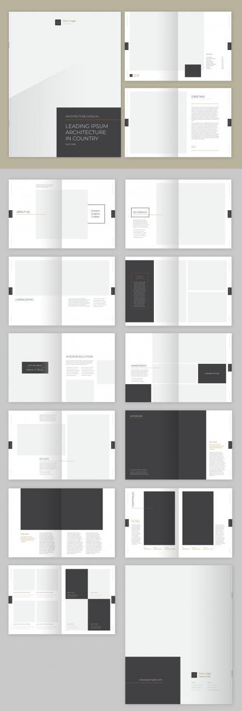 Catalog Layout with Gray and Gold Accents - 236333543