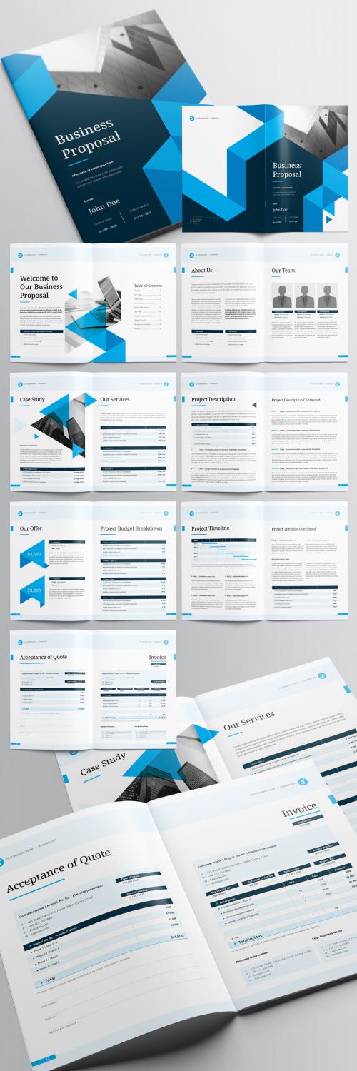 Business Proposal Layout with Blue Accents - 236336460