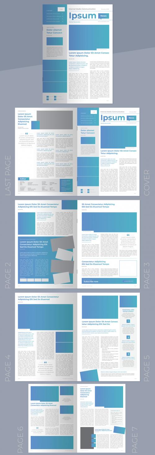 Business Newsletter Layout with Blue Gradient Accents - 236349710