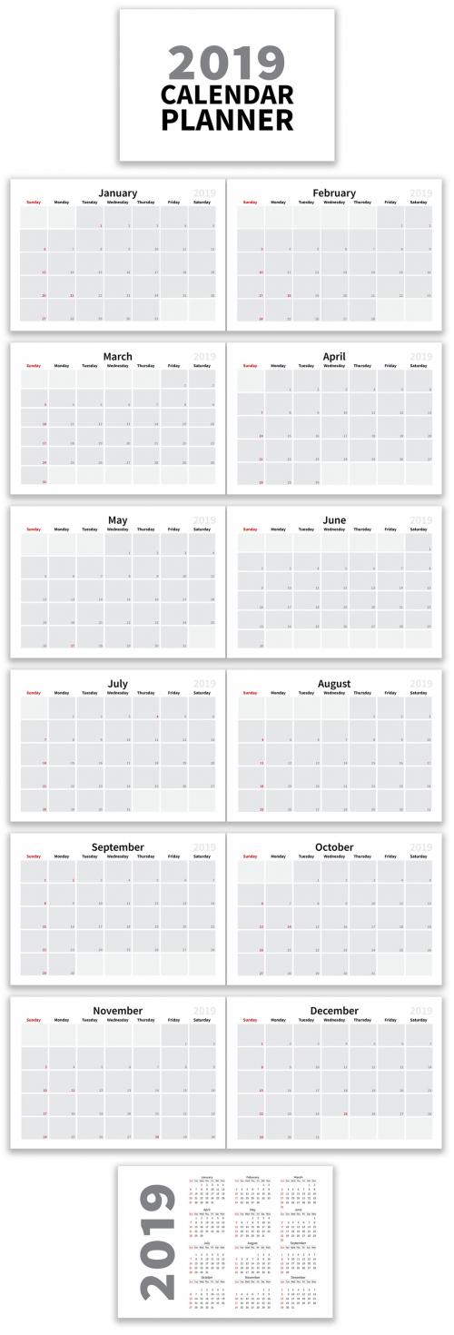 2019 US Calendar Layout - 236349951