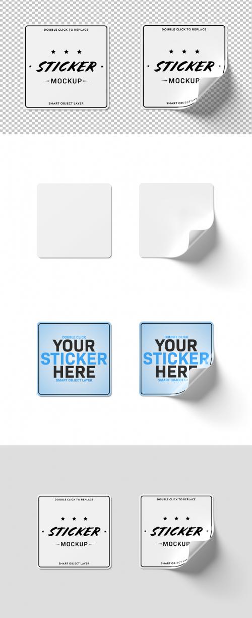 2 Square Stickers Isolated Mockup - 237037818