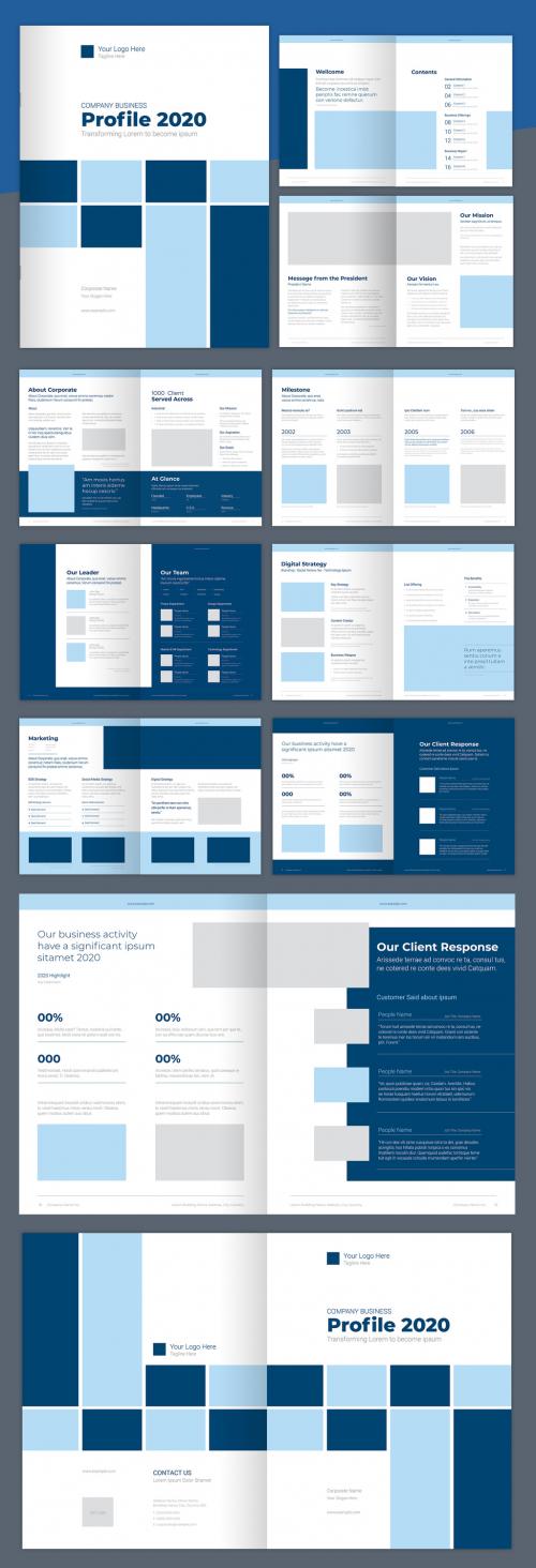 Company Profile Layout with Blue Elements - 237062354