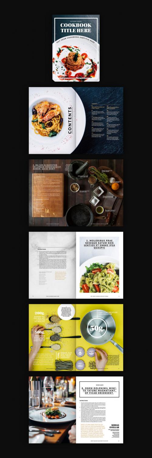 Cook Book Layout with Gold Accents - 237088826