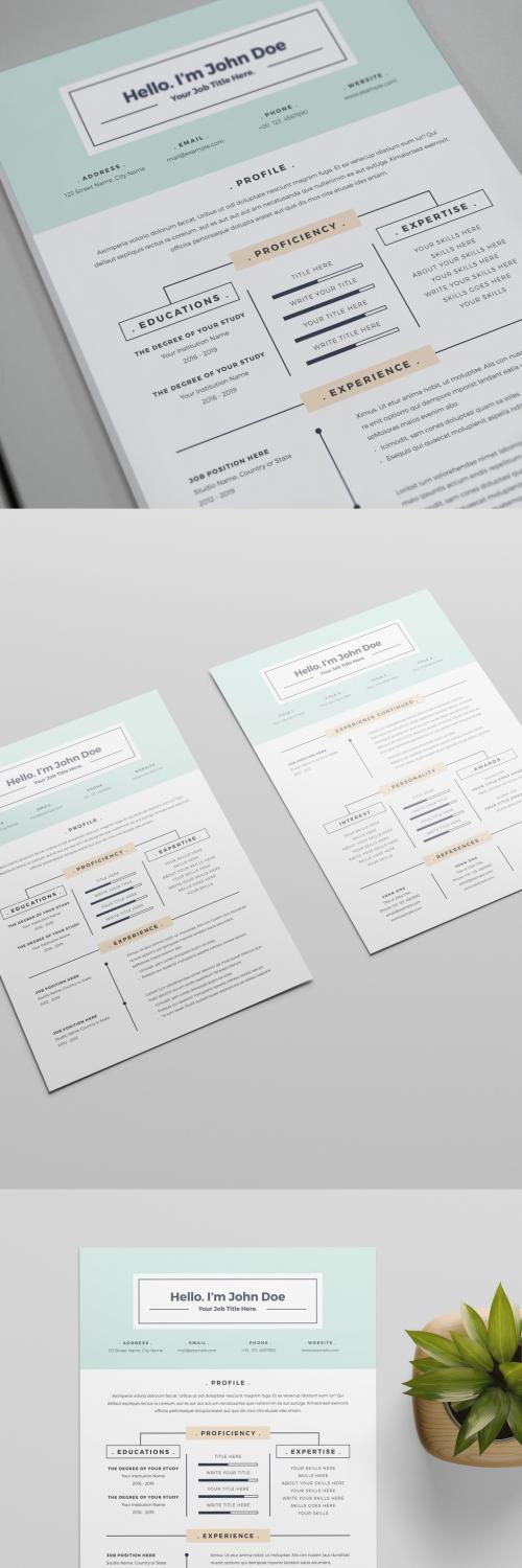 Resume Layout with Teal Elements - 237238132