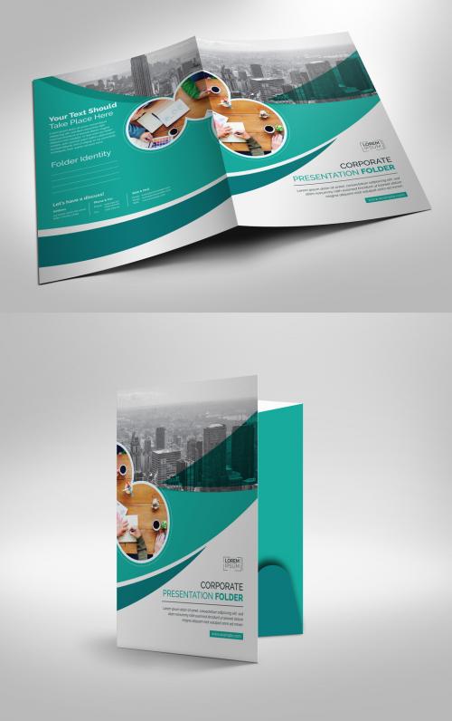 Presentation Folder Layout with Circular Photo Elements - 237276670