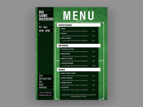 Menu Layout with Green Turf Element - 237459124