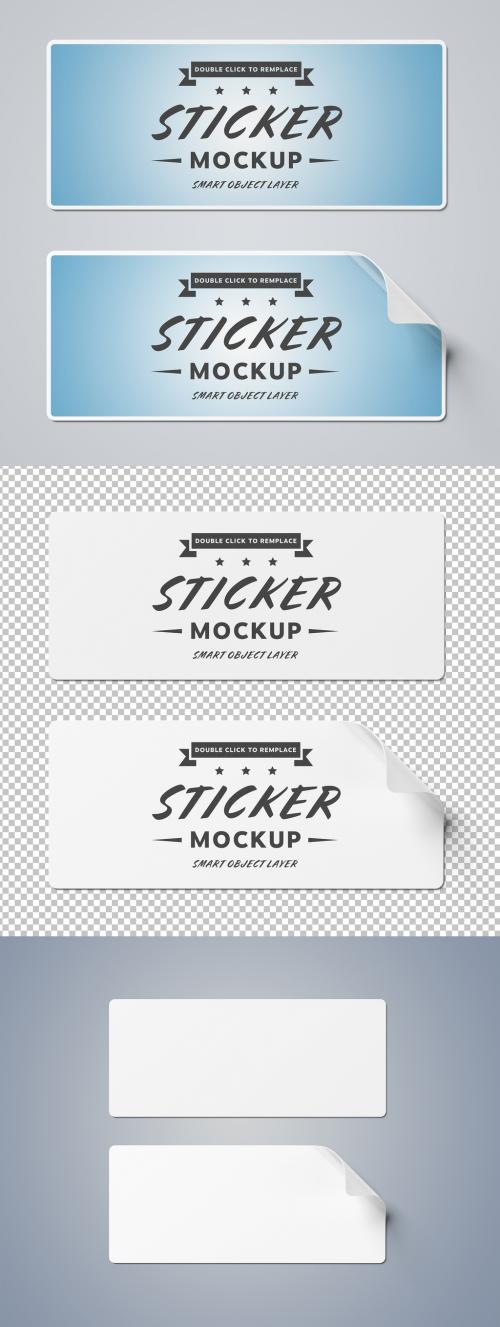 Rectangular Stickers Isolated on White Mockup - 237652077