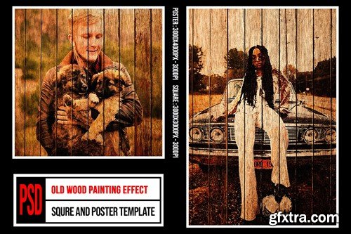 Square & Poster - Old Wood Painting Effect KE9MKPQ