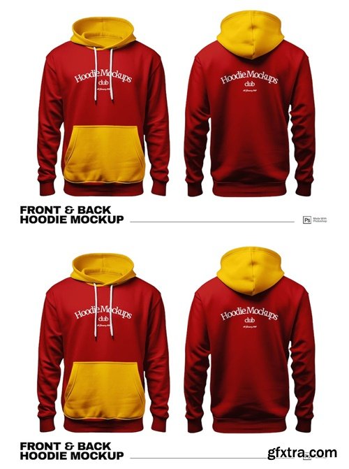 Front And Back Man Hoodie Mockup NKJ778S