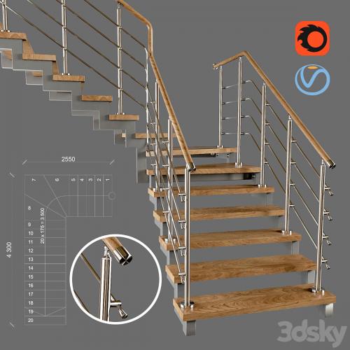 Contemporary corner staircase with staggered steps