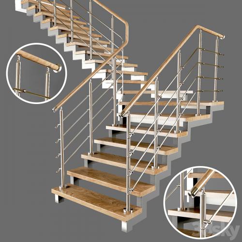 Contemporary corner staircase with staggered steps