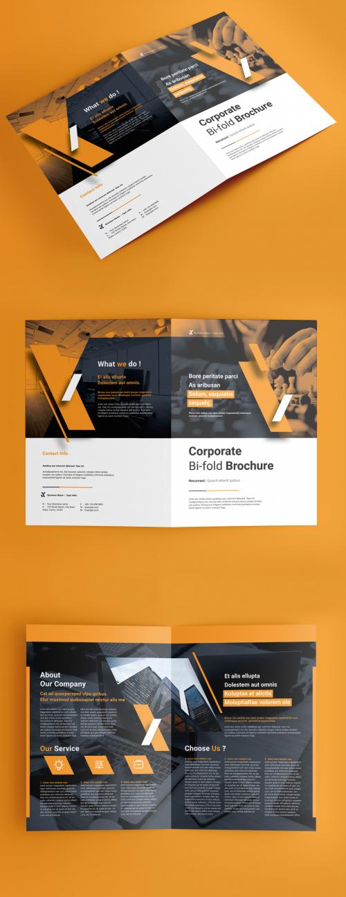 Bifold Brochure Layout with Orange Accents - 238280094