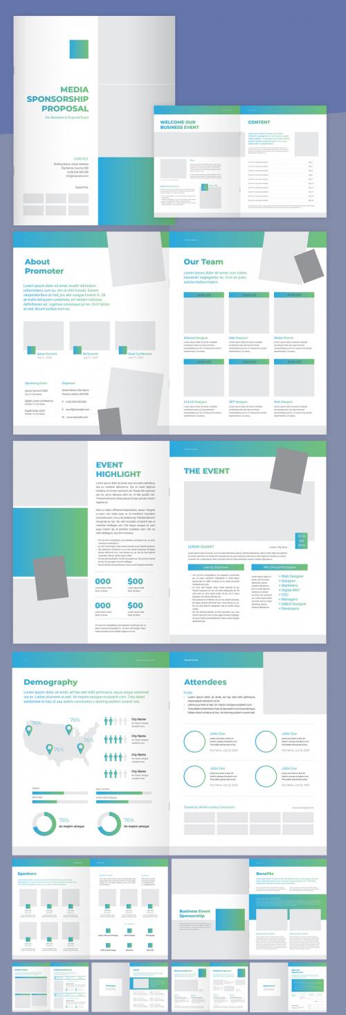 Media Sponsporship Template with Blue and Green Gradients - 238407521