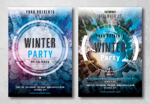 Winter Party Flyer Layout with Photo Placeholder - 238430594