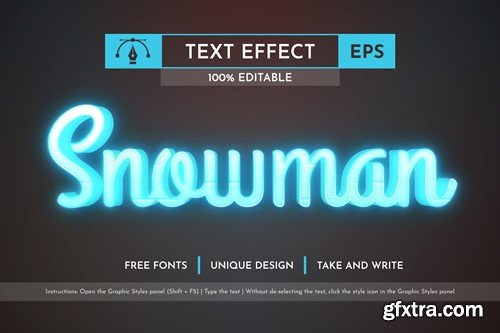 Snowman - Editable Text Effect, Font Style KG4L63G