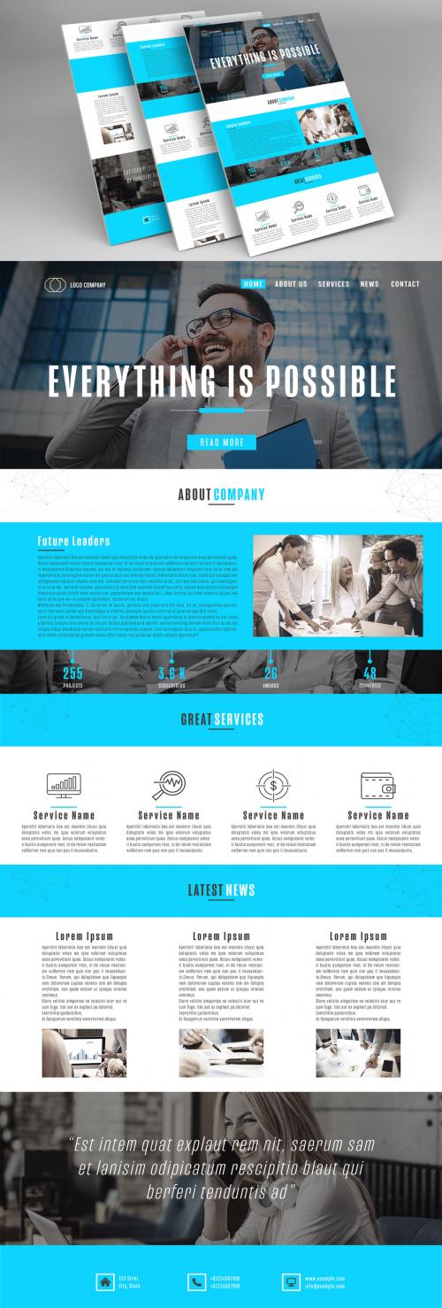 Web Newsletter Layout with Blue Accents - 238430656