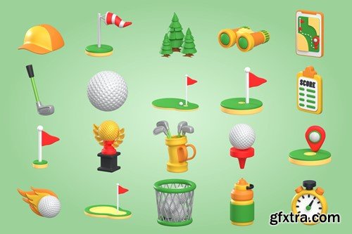 3D Golf Illustration AK77GX7