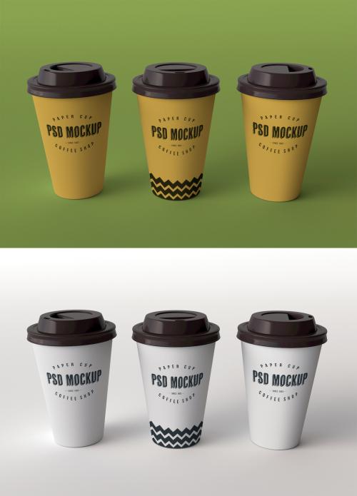 Three Paper Cups Mockup - 238444184