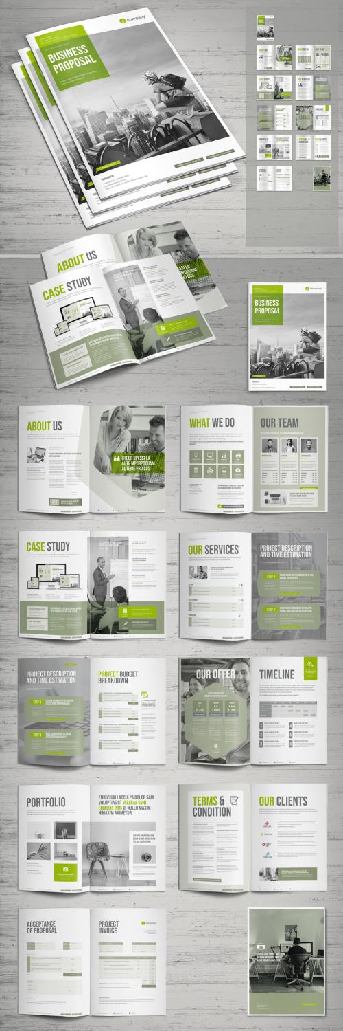 Business Proposal Layout with Green Accents - 238574791