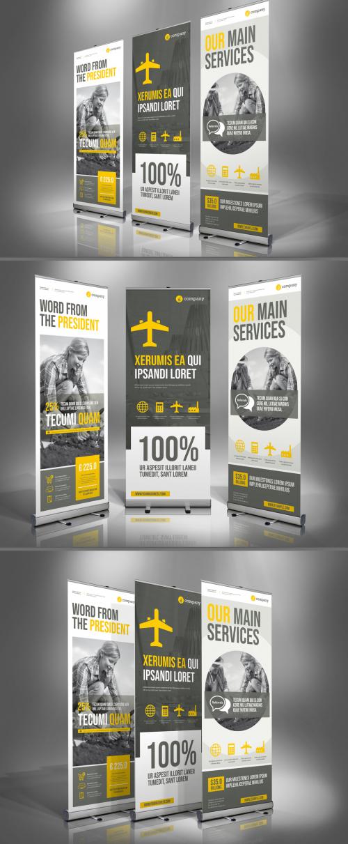 Roll-Up Banner Layout with Yellow Accents - 238574814