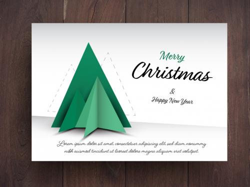 Christmas Card Layout with Tree Element - 238953903