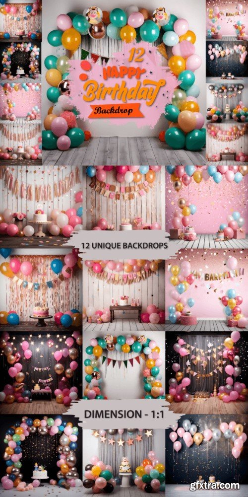 Happy Birthday Digital Backdrop Bundle