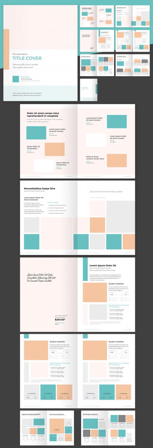 Catalog Layout with Orange and Teal Elements - 238961829