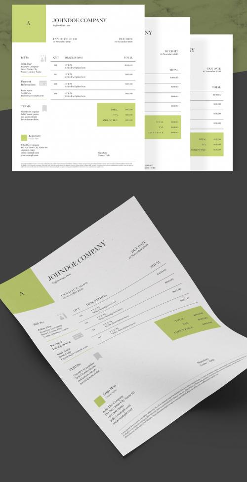 Invoice Layout with Green Accents - 238961834