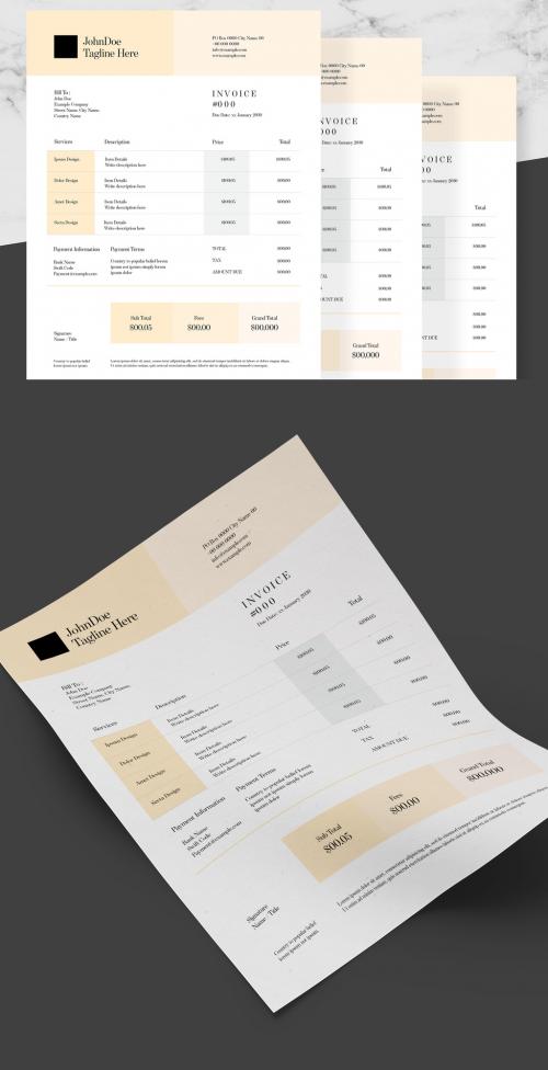 Invoice Layout with Pale Orange Accents - 238961856