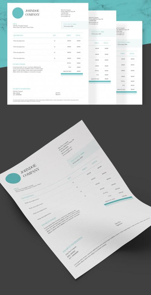 Invoice Layout with Teal Accents - 238961881