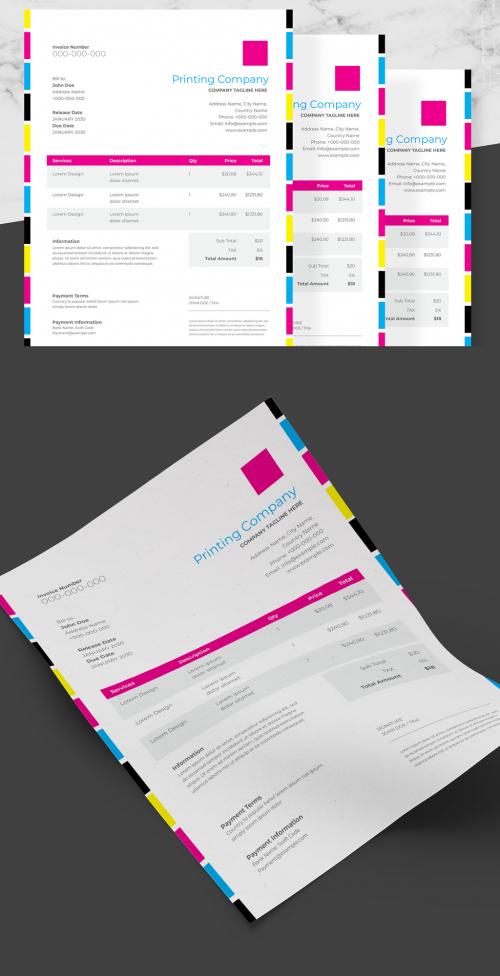 Invoice Layout with CMYK Design Elements - 238961890