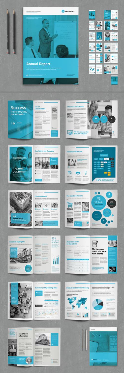 Annual Report Layout with Blue Accents - 239569487