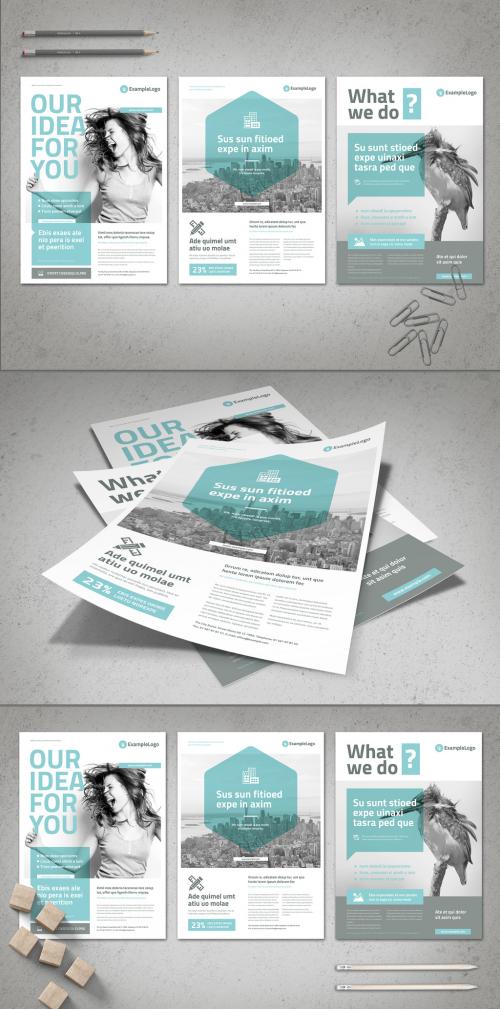 Business Flyer Layout with Pale Cyan Accents - 239569496