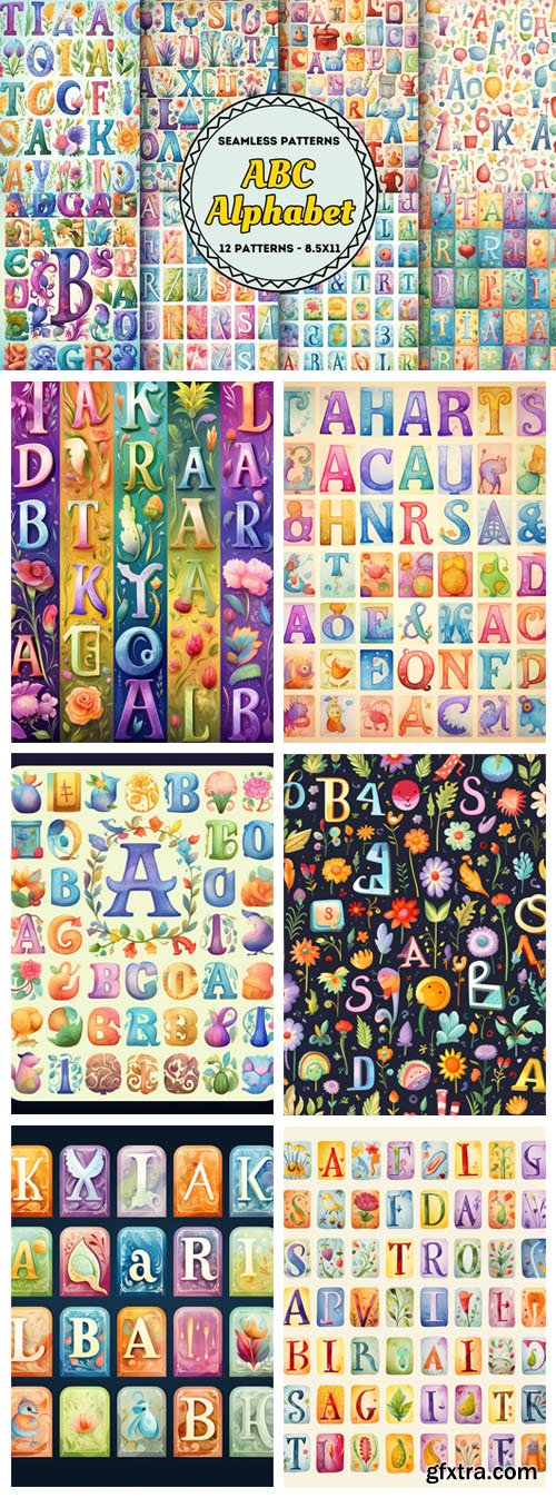 ABC Alphabet - 12 Seamless Patterns