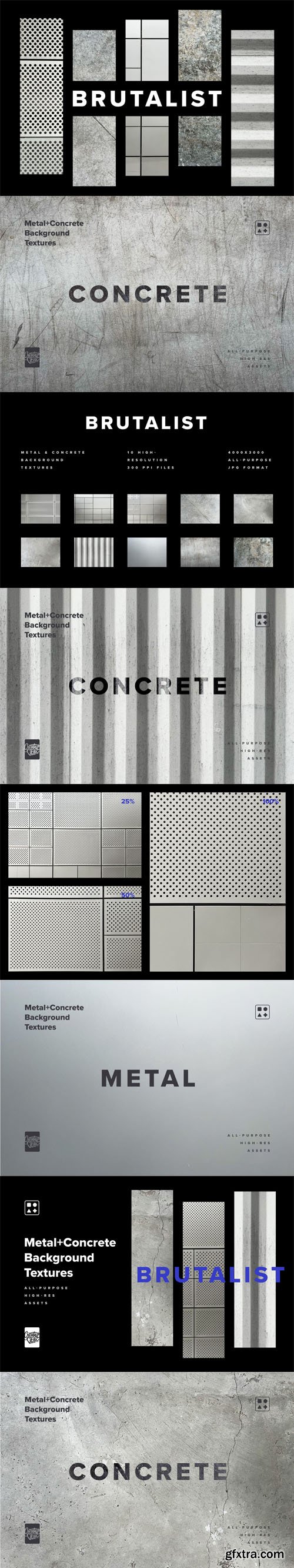 Brutalist Metal & Concrete Background Textures