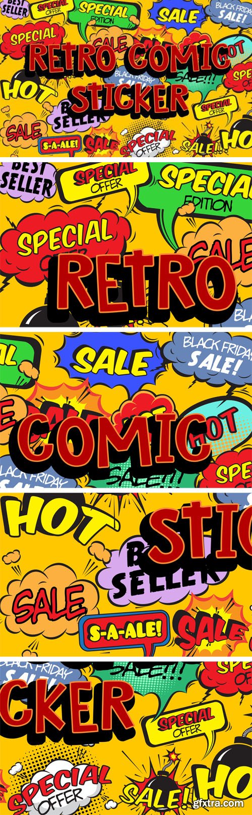 Retro Comic Stickers Vector Pack