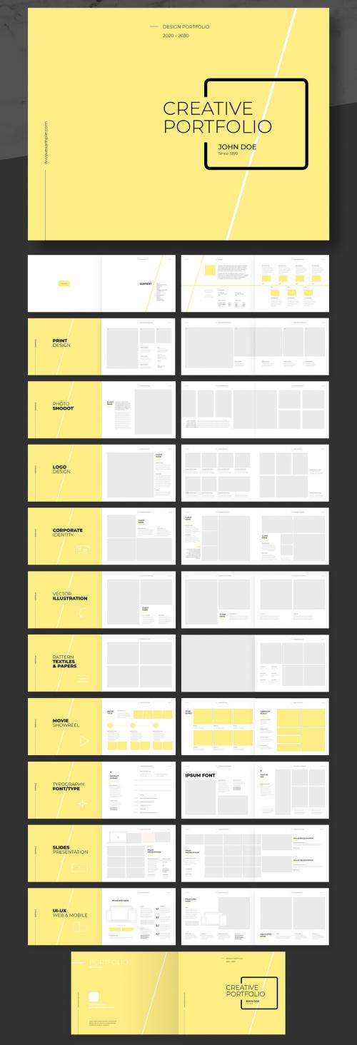 Personal and Agency Portfolio Layout with Yellow Accents - 240018830