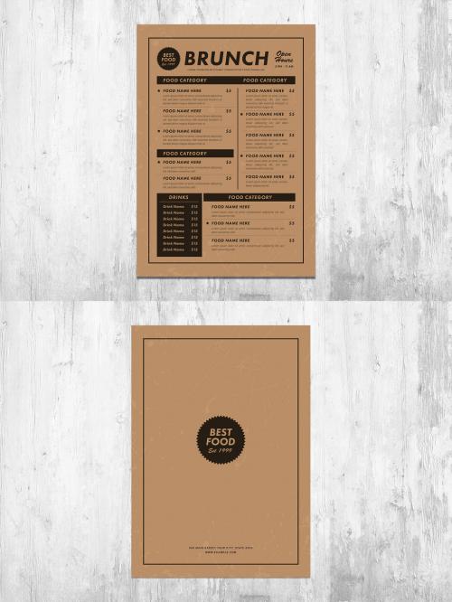 Menus with Kraft Background Layout - 240757243