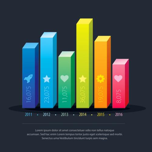 3D Colorful Bar Graph Infographic Layout - 241457515