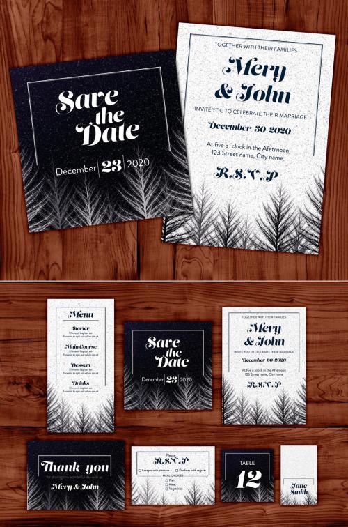 Winter Wedding Invitation Layout Set - 241470198