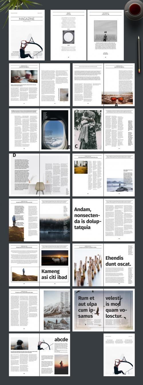 Magazine Layout with Photo Placeholders - 242172455
