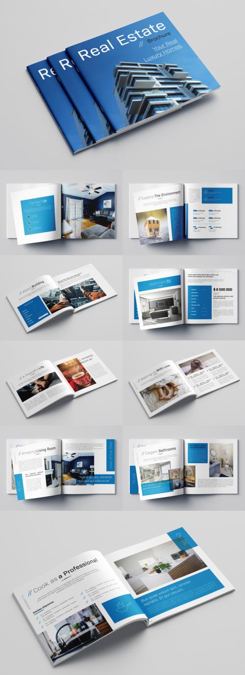 Real Estate Brochure Layout with Blue Accents - 242182852
