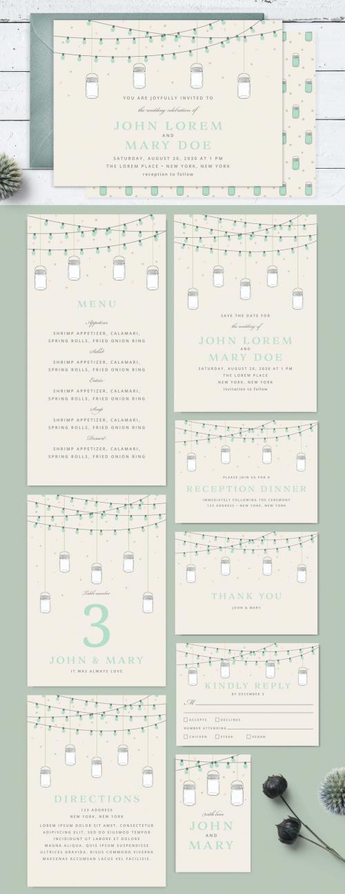 Boho Wedding Invitation Layout Set - 242210091