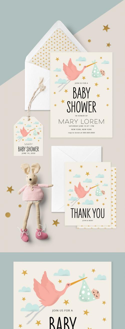 Baby Shower Invitation Layout Set - 242210145