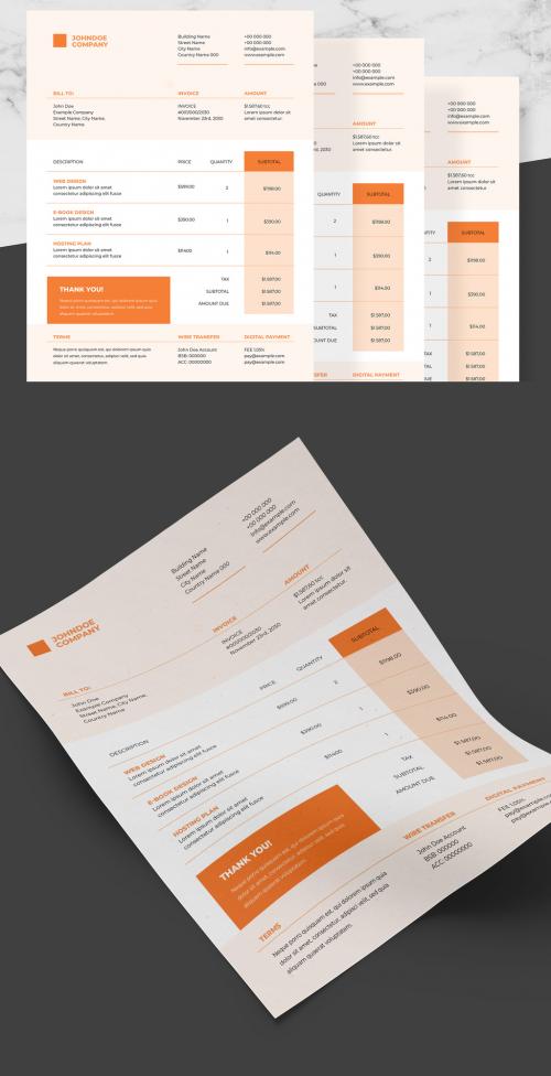 Corporate Invoice Layout with Orange and Black Accents - 242506861