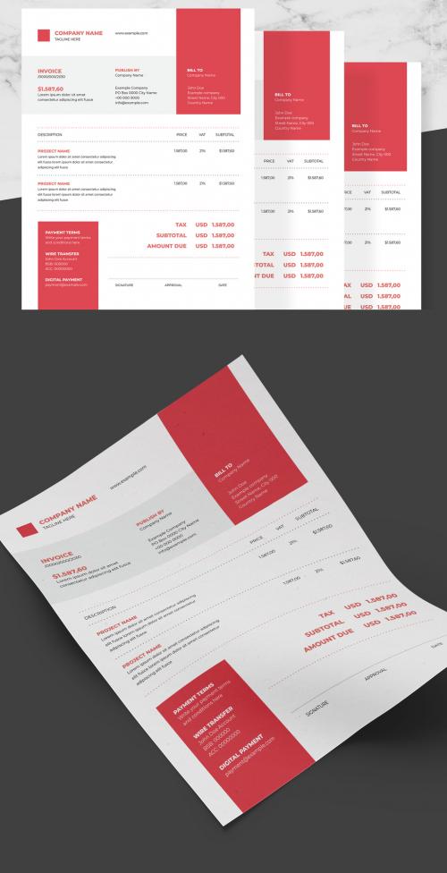 Corporate Invoice Layout with Red and Black Accents - 242506863