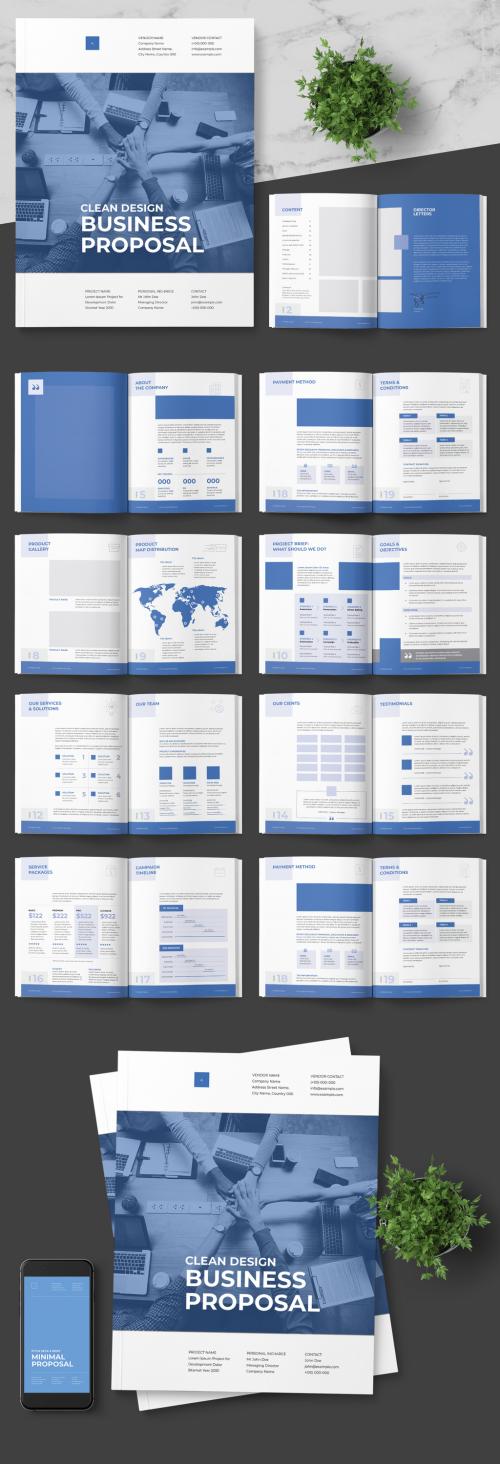 Business Proposal Layout with Blue Accents - 242506866