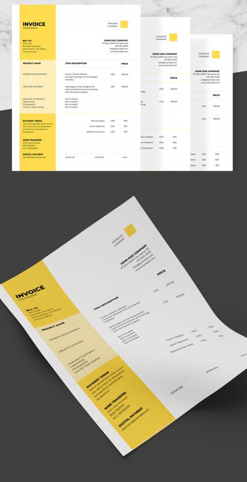 Corporate Invoice Layout with Yellow and Black Accents - 242506877