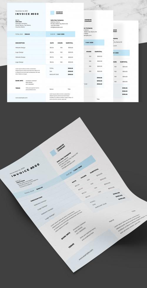 Business Invoice Layout with Sky Blue and Black Accents - 242506888