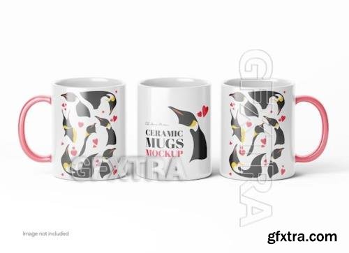 Three ceramic mugs front view psd mockup 85935495